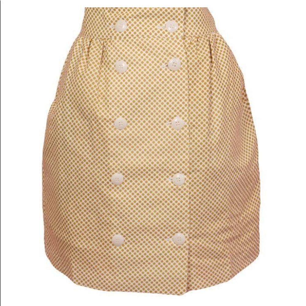 COMME TOI DOT SKIRT Sz M polka dot  Button A-Line Side Pockets linen blend